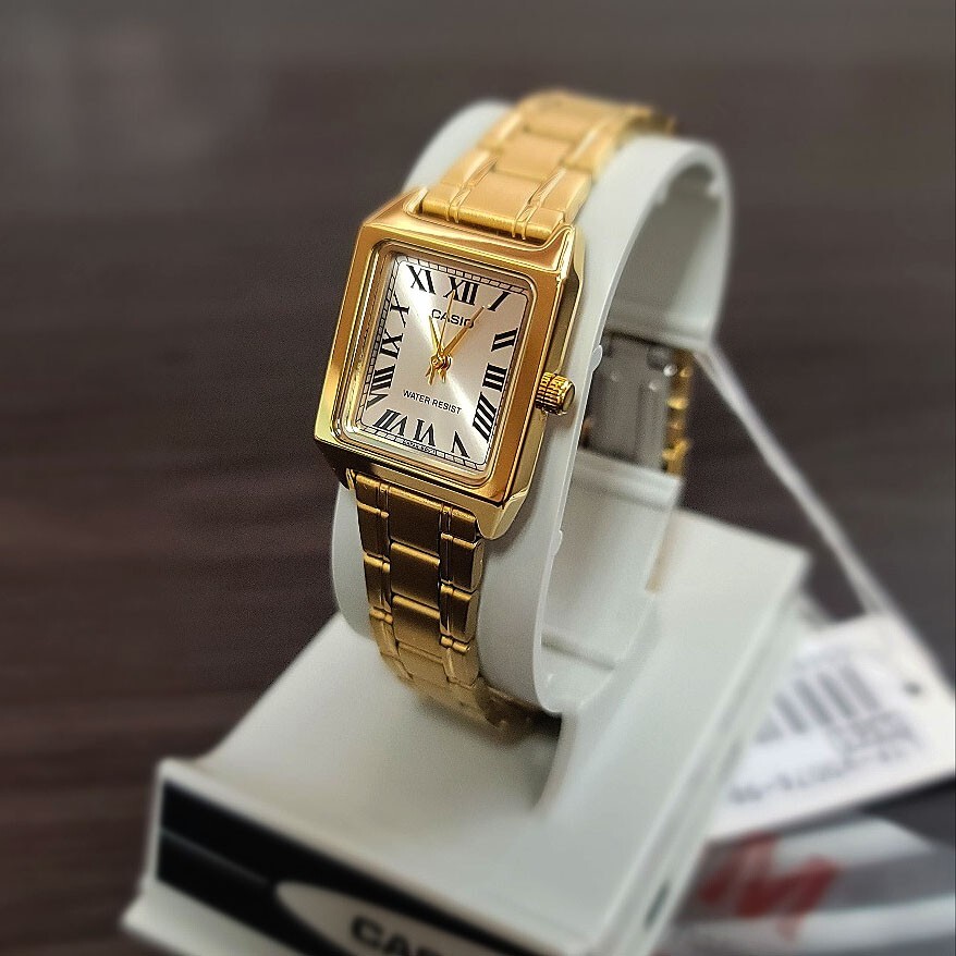 CASIO Woman Metal band Gold Wrist Watch LTP-V007G-9B Original New