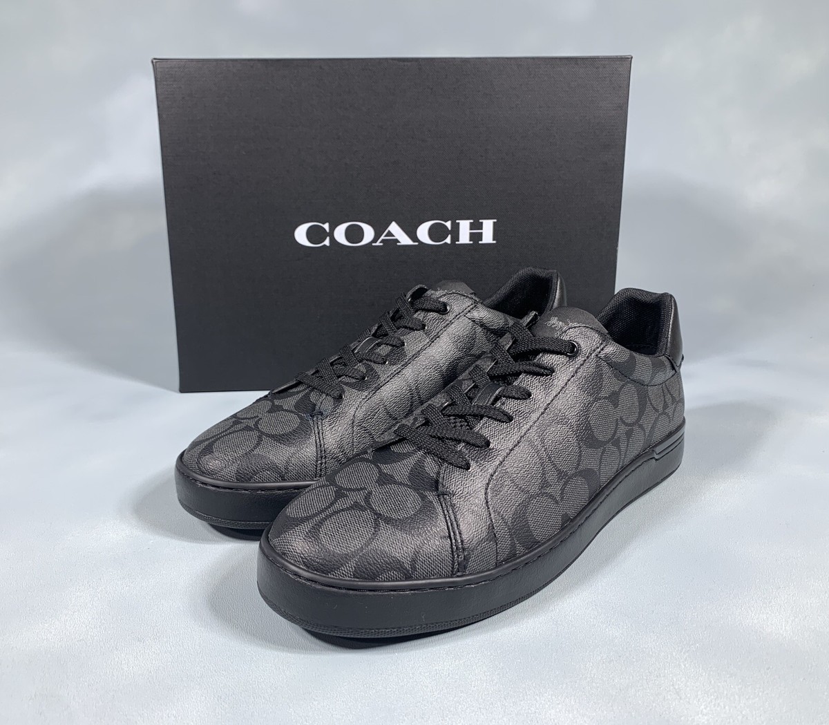 Authentic 12-m Coach Men's Clip Low Top Sneaker Charcoal/black
