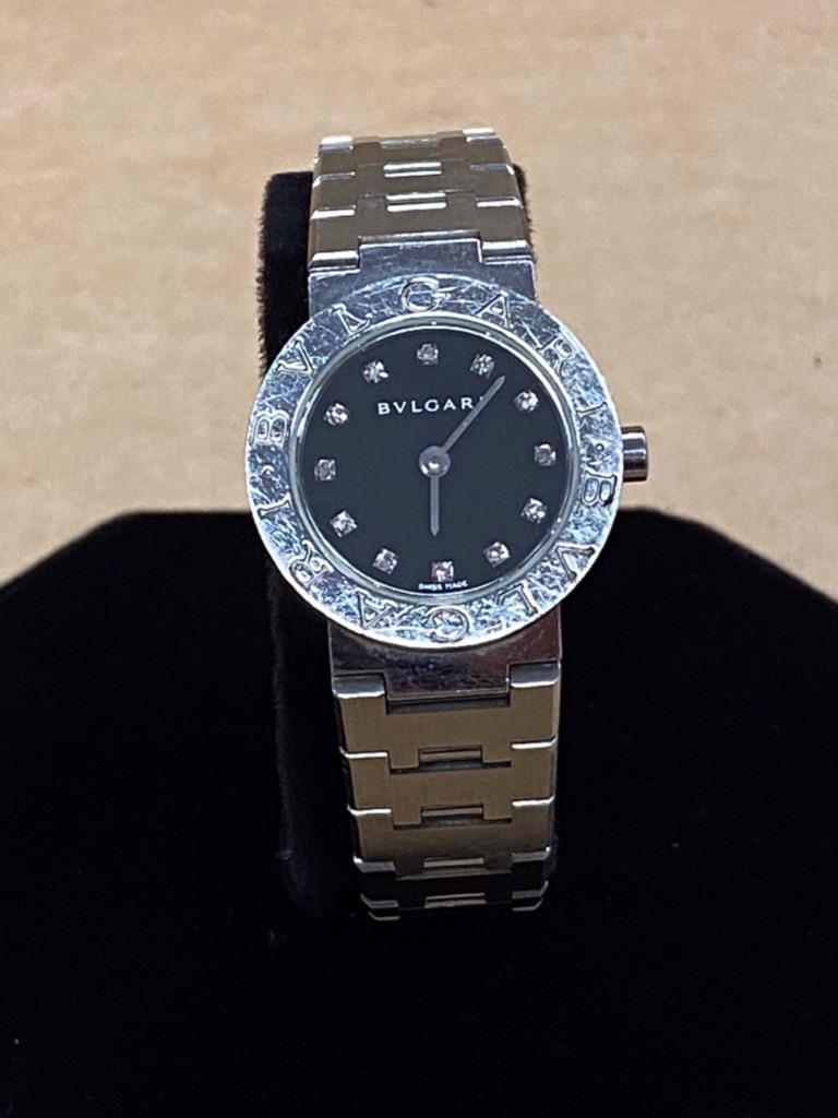 BVLGARI BB23SS DIAMOND BLACK DIAL 23mm STAINLESS STEEL QUARTZ