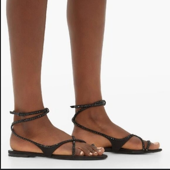 SAINT LAURENT GIA Black Crystal Sandals, sz 39.5 | eBay