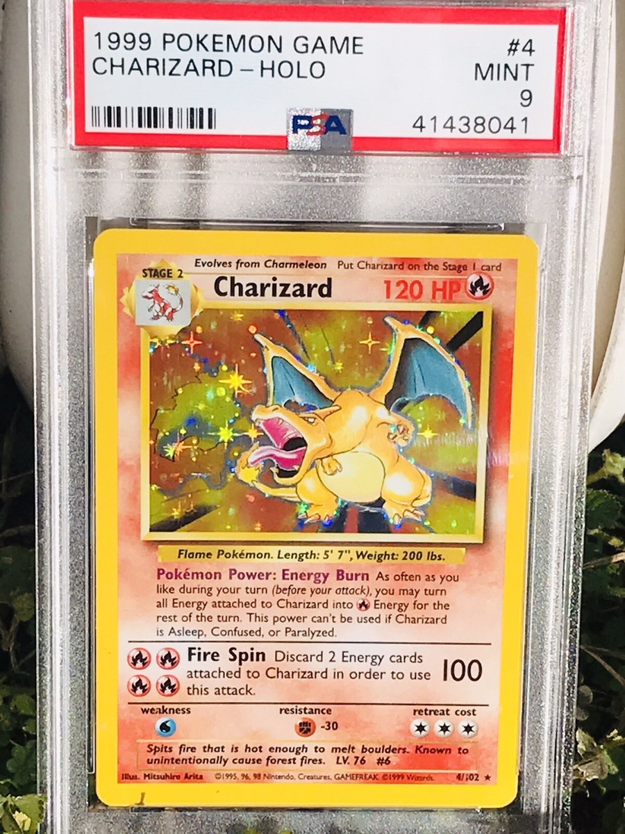 CHARIZARD 1999 POKEMON BASE UNLIMITED HOLO 4/102 PSA 9 MINT