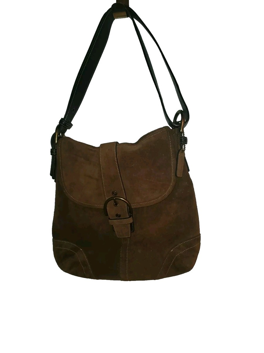 Vintage Coach Soho Shoulder Bag Buckle Flap Leather and Dark Brown