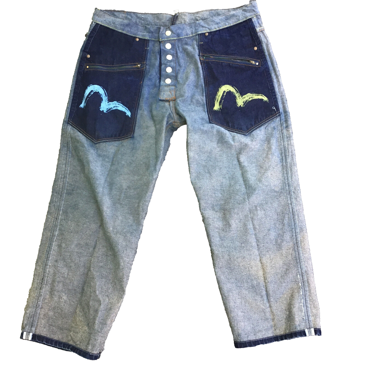 EVISU Men's Reversible Denim Jeans Size 40 (40 x 27) Button Fly