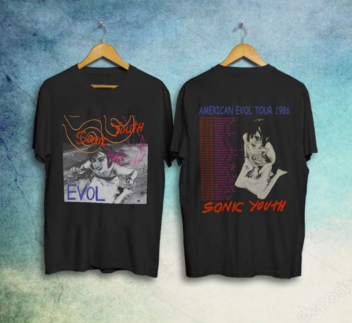 Sonic Youth American Evol T-Shirt, Unisex Black Cotton Tee S-5XL