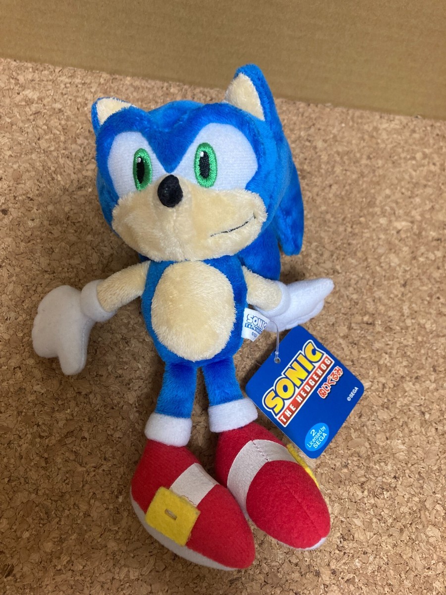 SEGA Sonic Plush Toy Sonic S 18cm Rare Sanei Japan Used with Paper