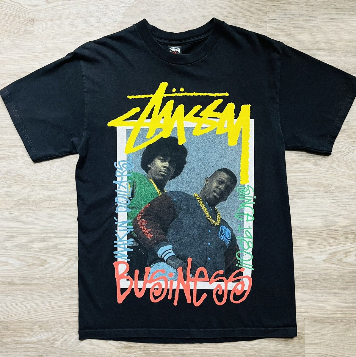 2008 Stussy x EPMD Rap Band T Shirt Tee Top Black Yellow Rare