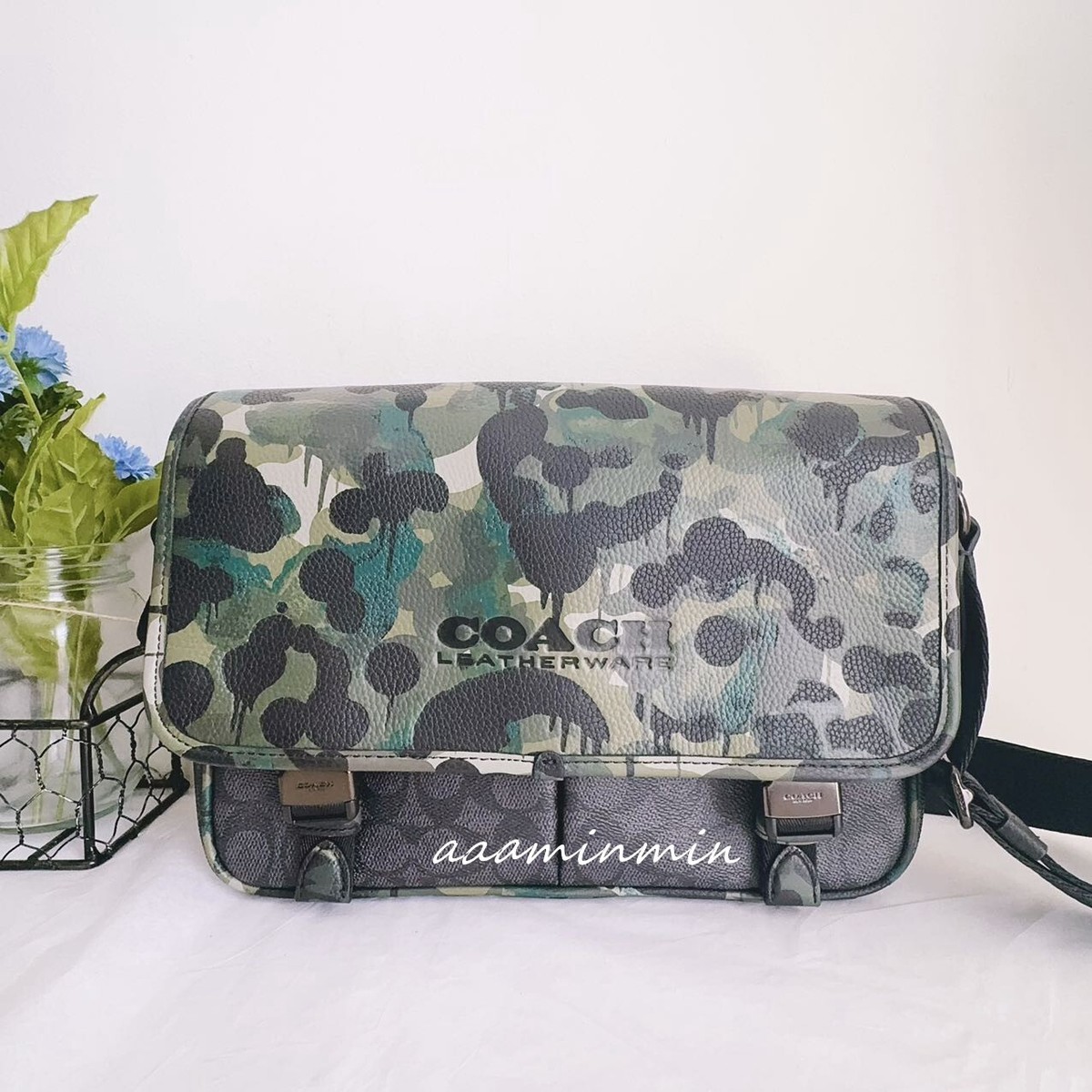 NWT Coach League Messenger Bag In Signature Canvas With Camo Print