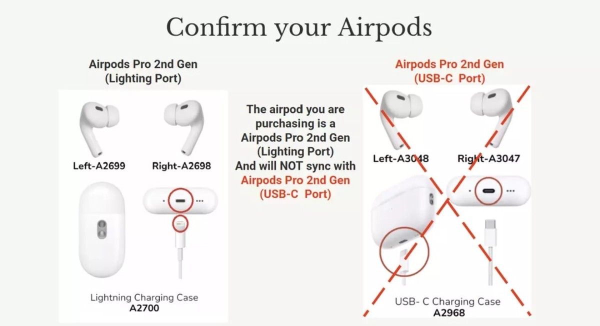 AirPods Pro Gen 2 LIGHTNING (2699/2698/2700) GRADE B - SELECT 1