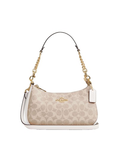 Coach half-moon Mini Signature One-Shoulder Bag in Leather and