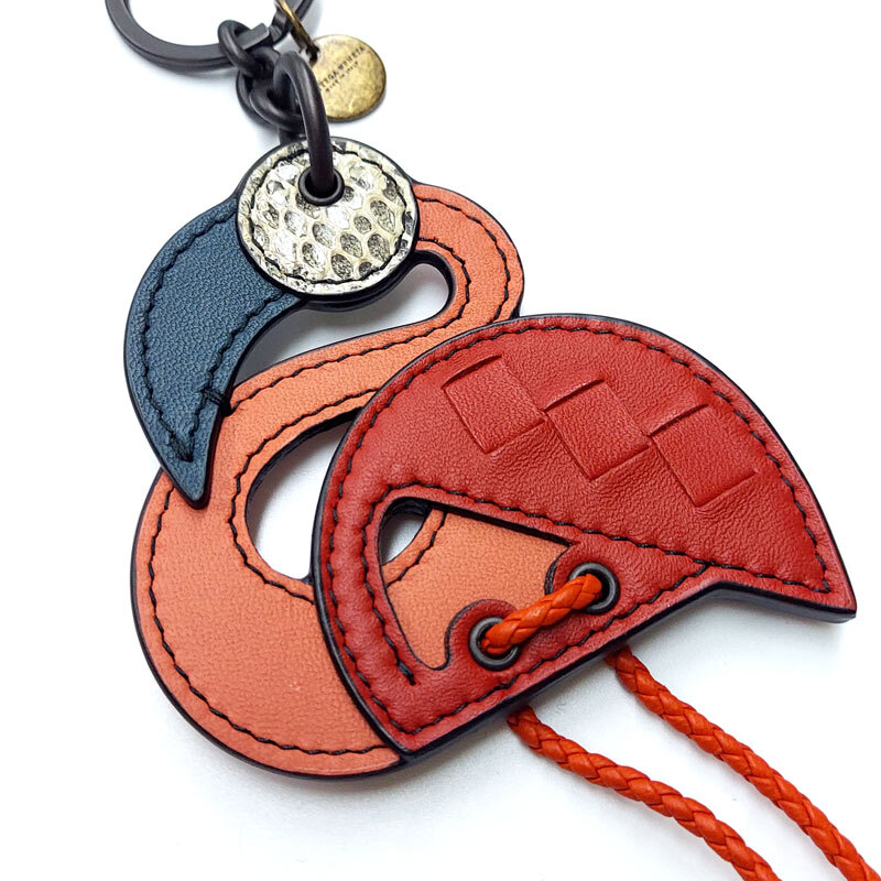 Bottega Veneta Bag Charm Keyring Keychain Bird Motif Pink Leather