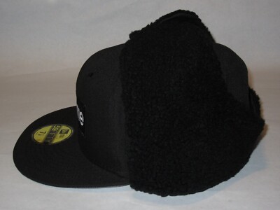 SUPREME x New Era Ear Flap Box Logo Fitted Hat Cap BLACK 7 1/8 NEW