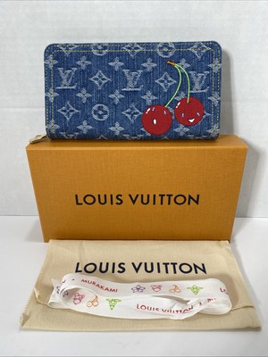 Louis Vuitton LV x TM CHERRY ZIPPY DENIM WALLET Murakami 20th