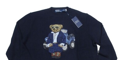 Polo Ralph Lauren Men's Aviator Navy Polo Bear Cotton Knit Crew