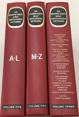 The Reader's Digest Great Encyclopaedic Dictionary 3 Volume Set