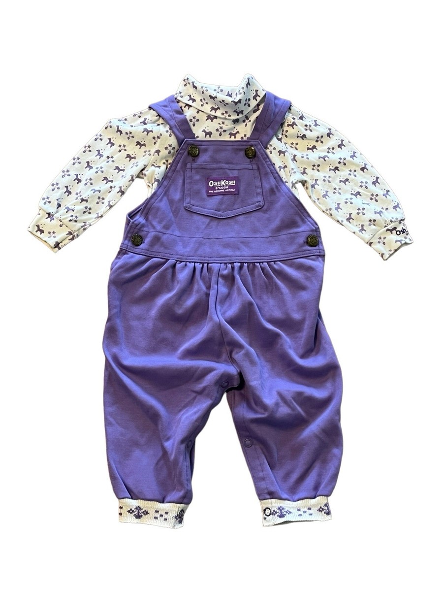 Vintage OshKosh B'Gosh Overalls Turtleneck Purple Soft Knit 12
