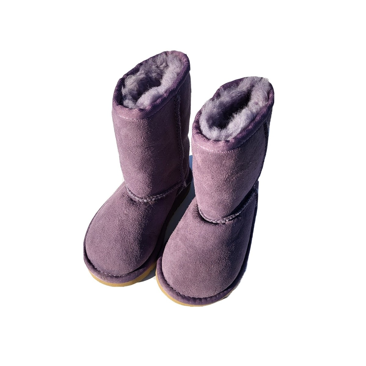Ugg 5251T Purple Suede Classic Pull On Sherpa Short Boots Toddler