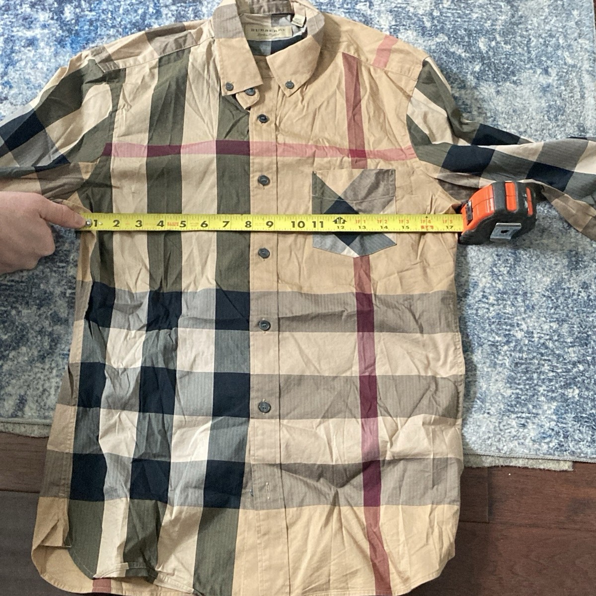 Burberry Brit Nova Check Men's Small Button-Down Long Sleeve Shirt