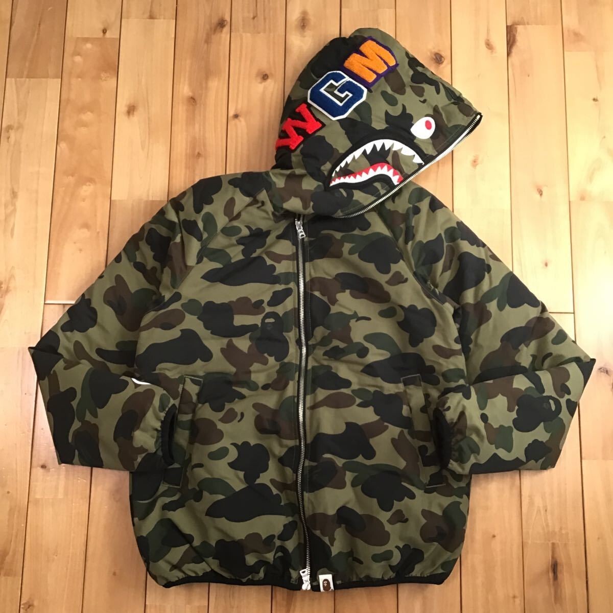 BAPE Shark full zip hoodie batting jacket 1st camo green A Bathing