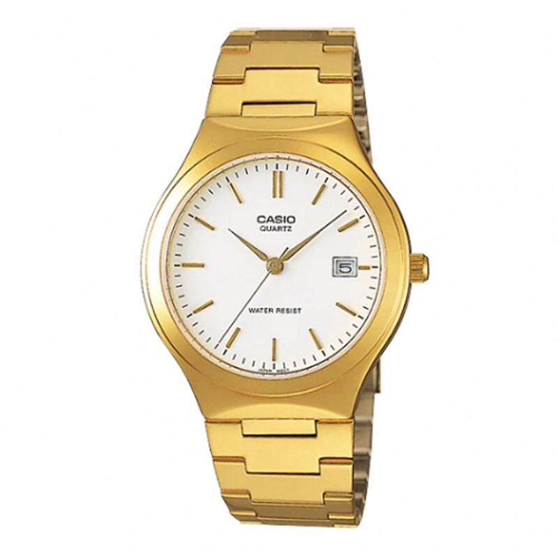 Mtp-1170n-7a Gold White Casio Watch Stainless Steel Band Date