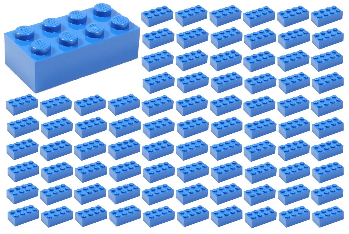 ☀️100 NEW LEGO 2x4 BLUE Bricks (ID 3001) BULK Parts star wars