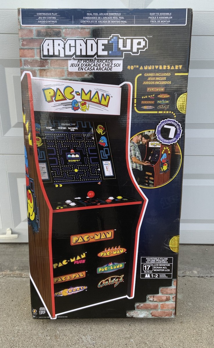 ARCADE1UP PAC-MAN 40th ANNIVERSARY Cabinet Game w/RISER, CHAIR +7