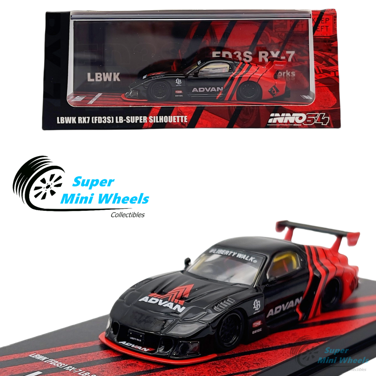 INNO64 1:64 LBWK Mazda RX7 FD3S LB-Super Silhouette ADVAN | eBay