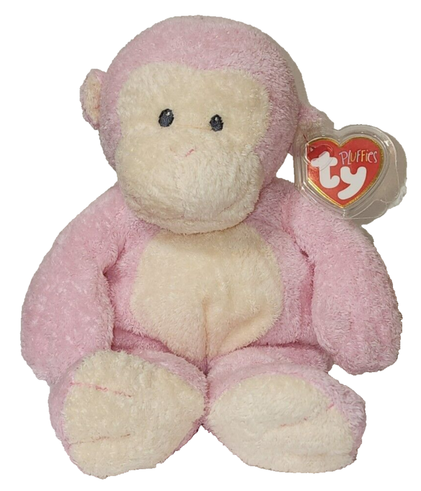 Ty Pluffies BABY DANGLES PINK the Monkey 7.5