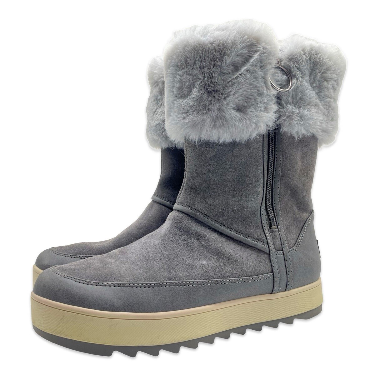Koolaburra by UGG Tynlee Gray Waterproof Faux Fur Trim Comfort