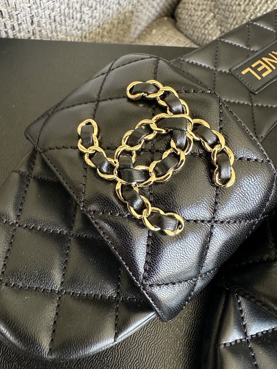 Size 36EU NEW CHANEL Black Chain Gold CC Logo Mules Slide Sandal w