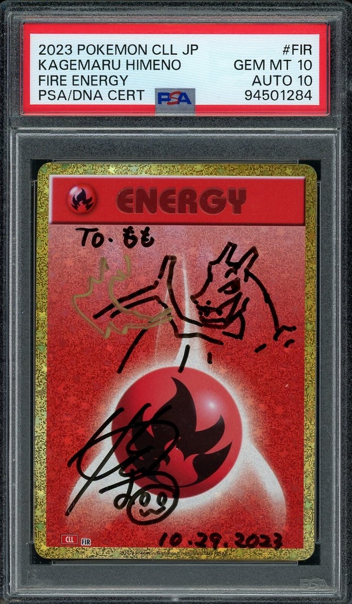Pokemon Charizard Kagemaru Himeno Signed Sketched Fire Energy PSA