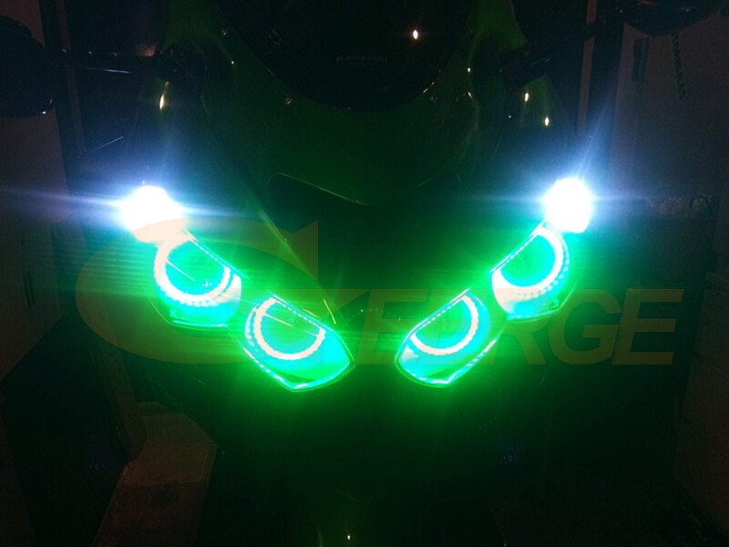 For Kawasaki Ninja ZX14R ZZR1400 Multi Color RGB LED Angel Eyes
