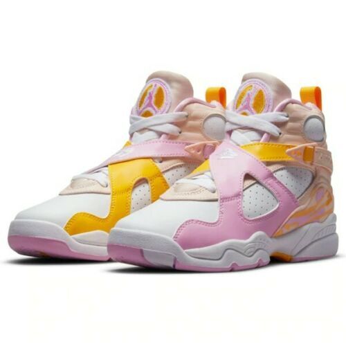 Air Jordan 8 Retro (GS) Size 6.5Y/WMNS 8 Orange Pearl/LT Arctic