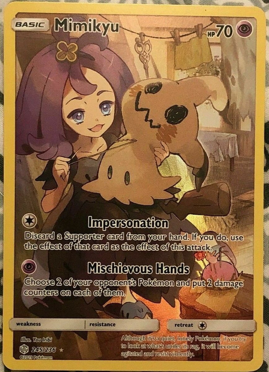 FULL ART Mimikyu (Acerola Art) SECRET RARE 245/236 Pokemon Cosmic