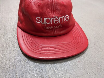 Supreme Classic 6-Panel Red Leather Cap Hat Adjustable FW16 | eBay