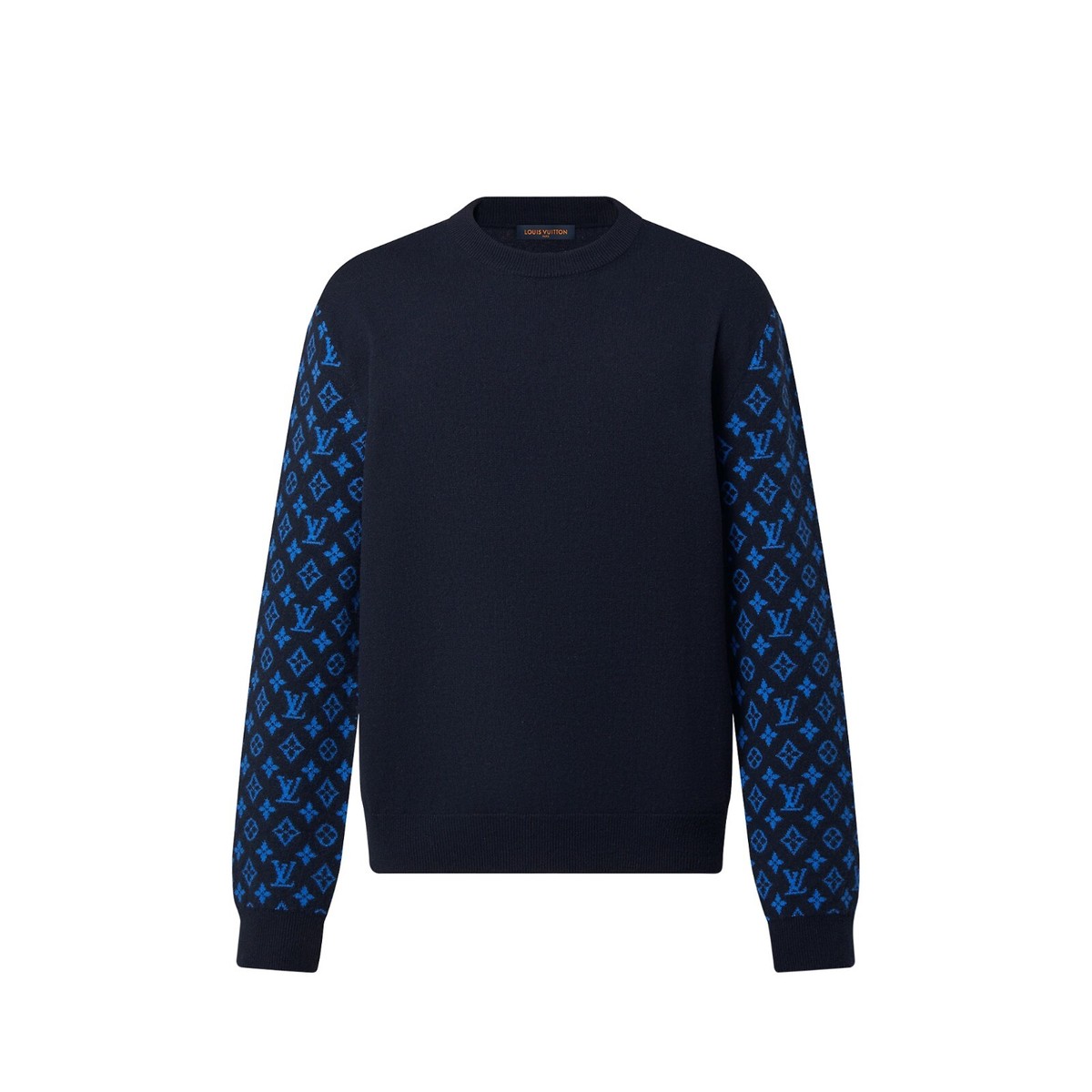 Louis Vuitton Men's Sweater Navy Monogram Crew Neck Cashmere