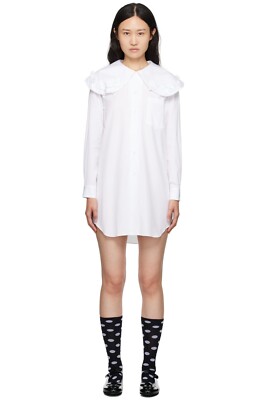 COMME DES GARCONS Girl Peter Pan BowCollar White Cotton Shirt Sz M