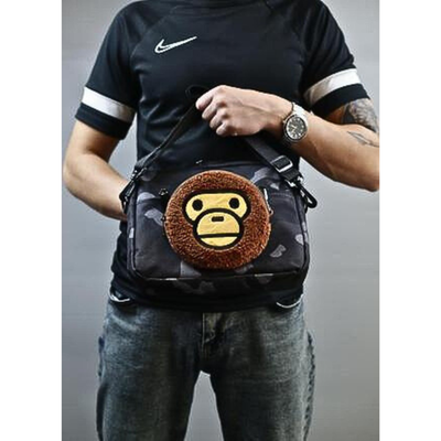 NWT Bape Kids A Bathing Ape Milo Camo Black Shoulder Bag Pouch
