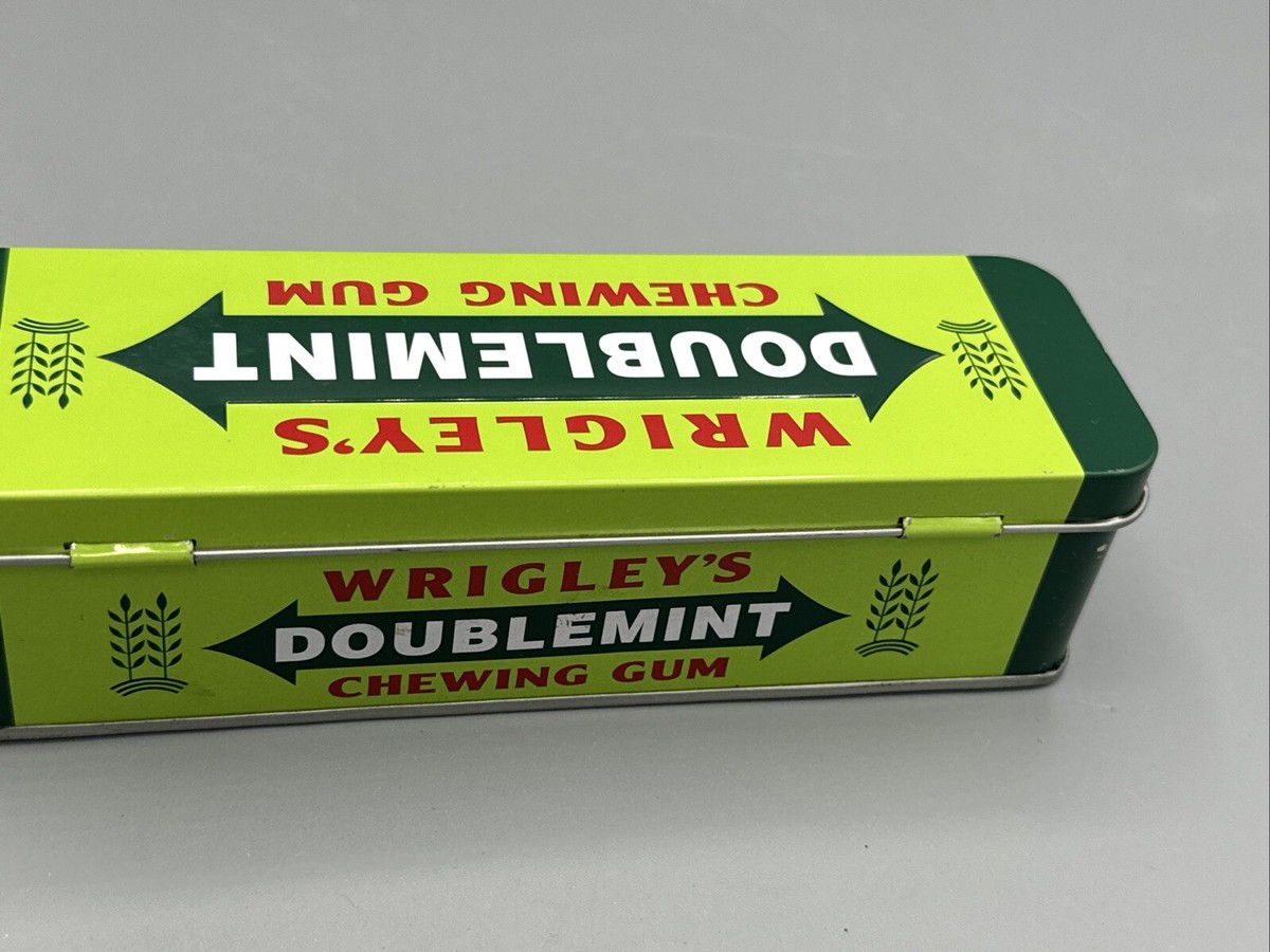 Wrigley's Doublemint Green Hinged Tin Chewing Gum Metal Storage