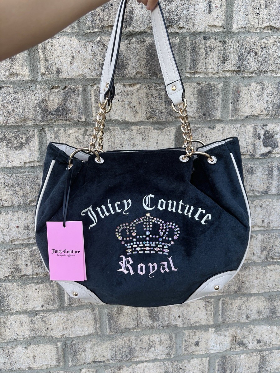 Juicy Couture Royal Kingdom Tote Velour Rhinestone Crown Charm Y2K