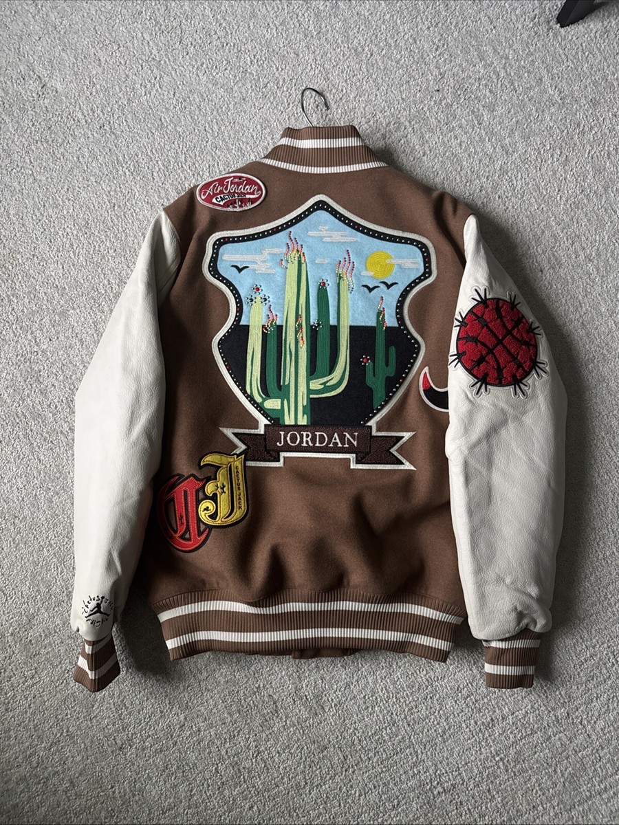 Nike Jordan x Travis Scott Flight Varsity Jacket Leather Size