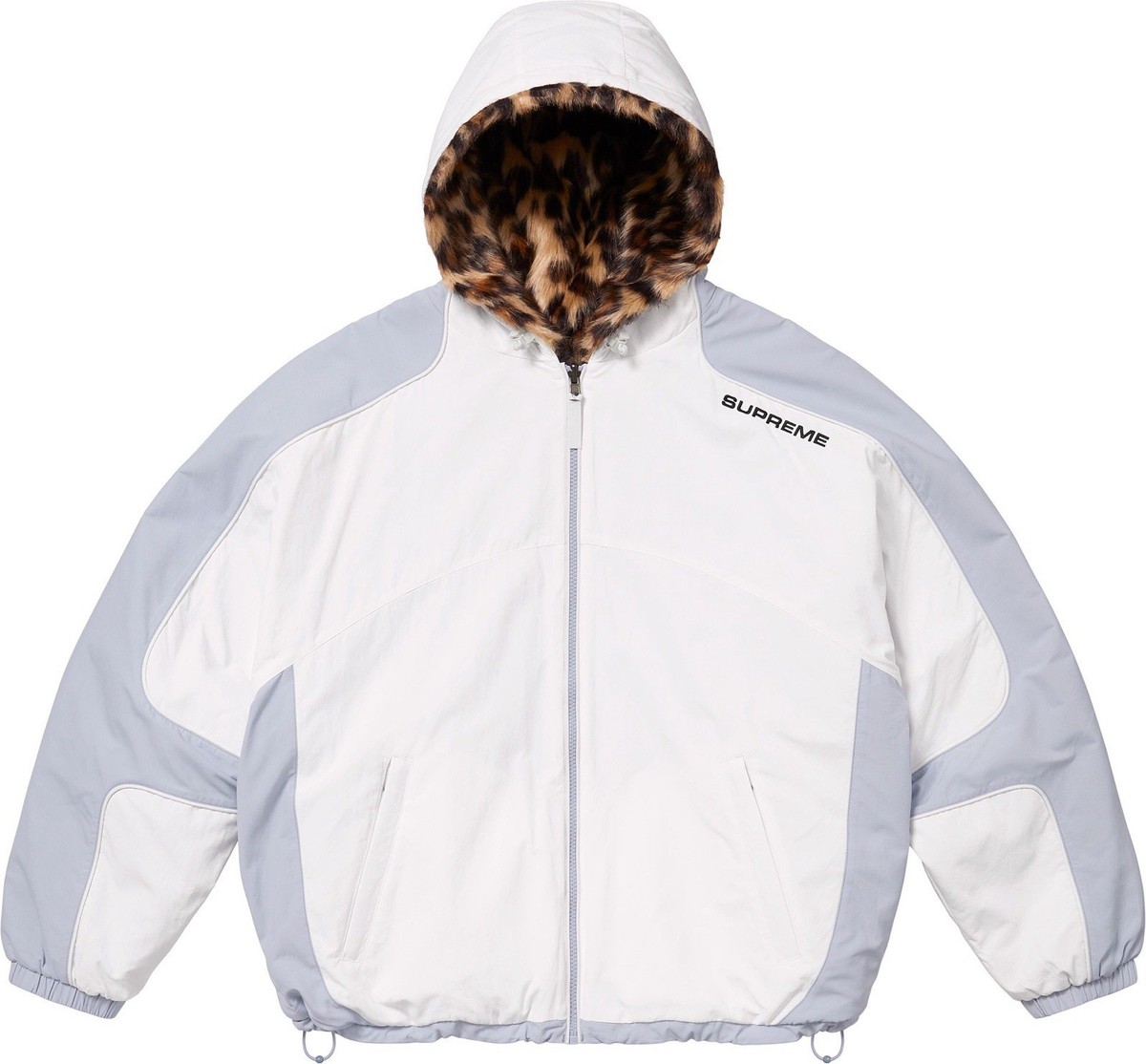 SUPREME FAUX FUR REVERSIBLE HOODED TRACK JACKET SS25 WHITE Size