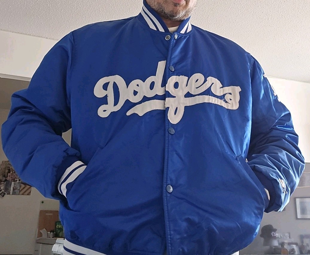 Vintage LA Dodgers Starter Jacket Mens XL Blue Satin Diamond