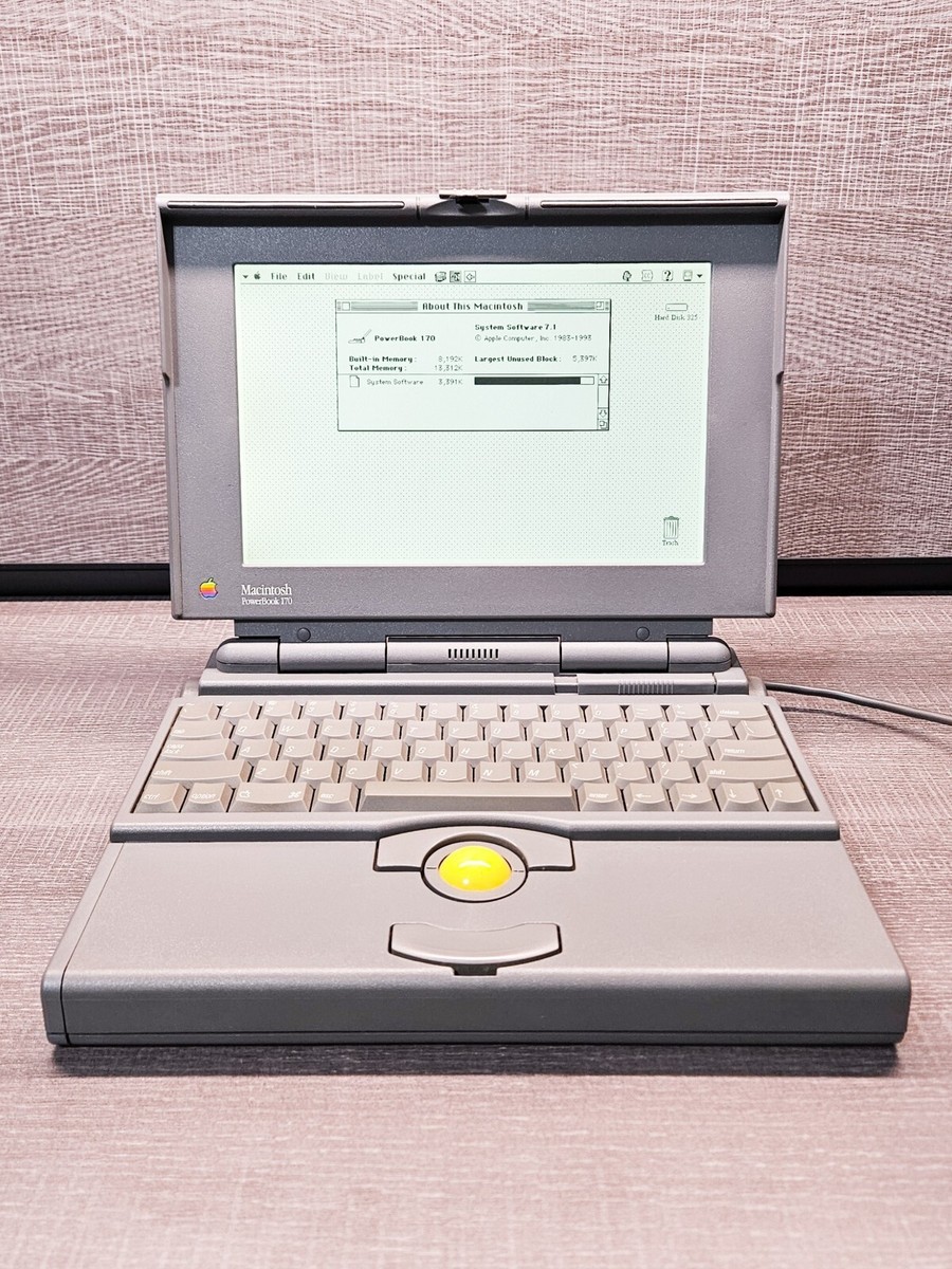 Vintage 1991 Apple Macintosh PowerBook 170 8MB RAM 40MB HD Fully