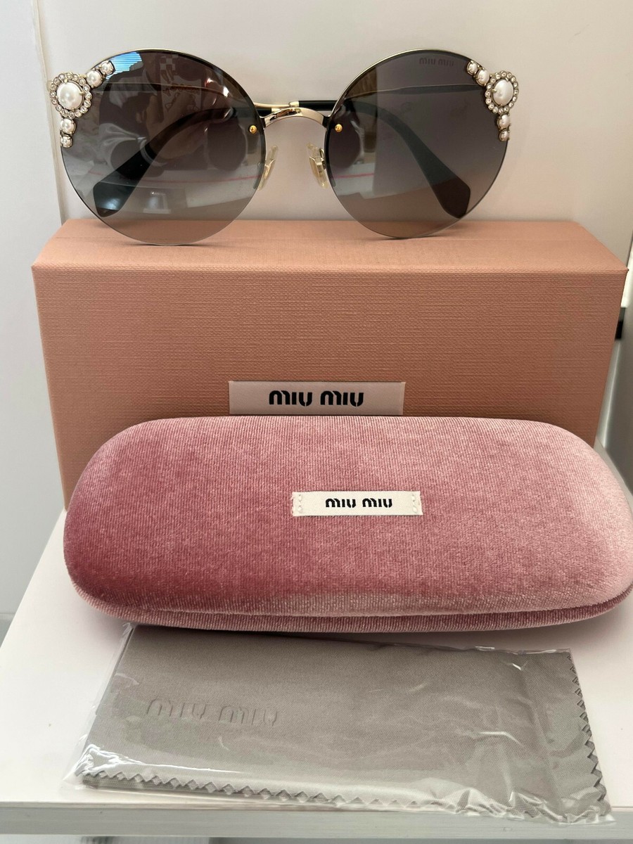 Miu Miu SMU52T Round Black Sunglasses NIB 60MM $550 #39 | eBay
