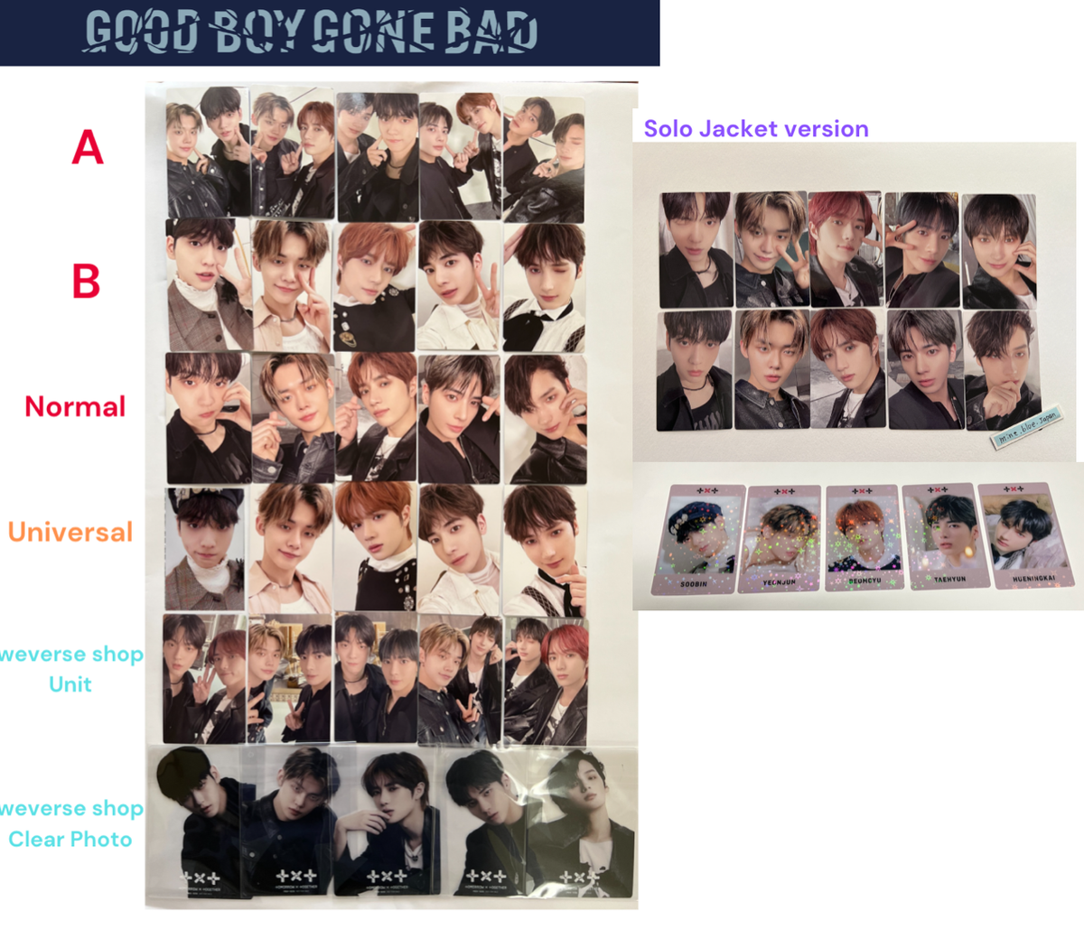 TXT Japan GOOD BOY GONE BAD Album Photo card A B Normal Universal
