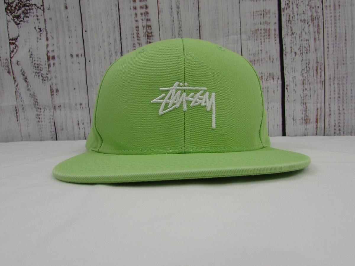 Stussy Embroidered Logo Men's Green Snapback Flat Bill Hat VGC | eBay