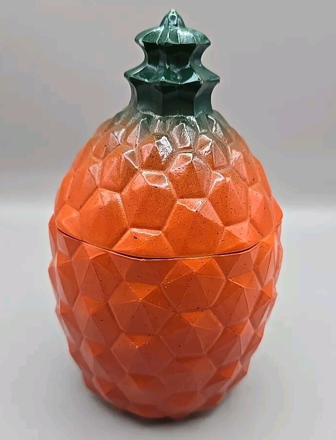 Vintage 1930s/1940s Hazel Atlas Pineapple Milk Glass Jar & Lid Kix