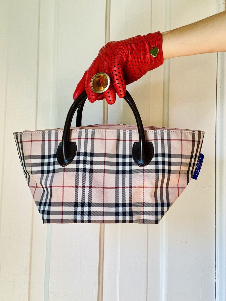Y2K Vintage Burberry Blue Label Plaid Tartan Canvas Pink Brown