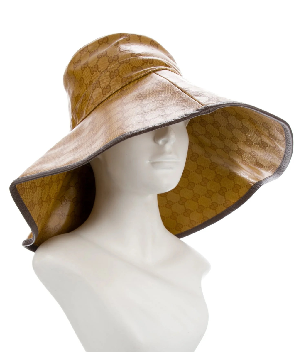 Gucci GG Monogram Leather Oversized Bucket Hat w/ Tags XS sz | eBay