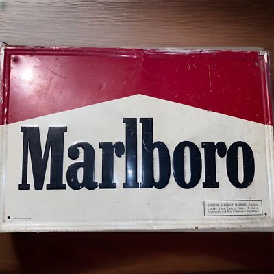 Marlboro Tobacco Sign Vintage 1991 Metal Sign 15 X 24 Cigarette